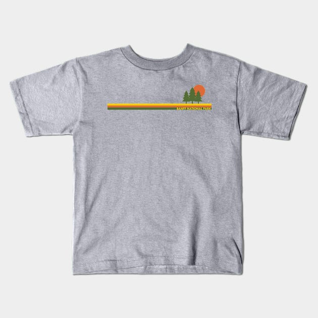 Banff National Park Pine Trees Sun Kids T-Shirt by esskay1000